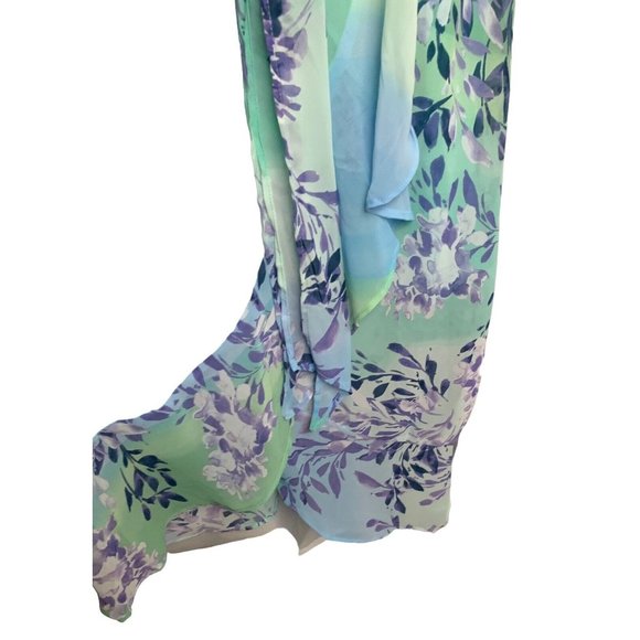 Christopher & Banks Dress Size Medium Lined Floral New Sleeveless New Blue Green - Picture 9 of 10